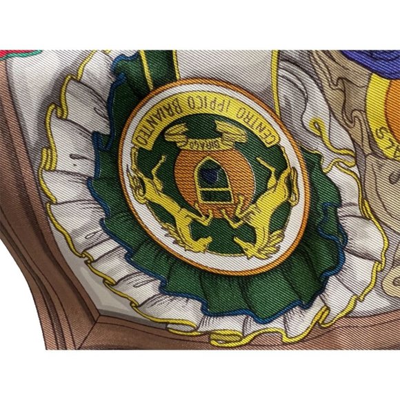 GUCCI " concorso ippico": Multicolor Silk, Logo Scarf #L028 - Picture 10 of 12